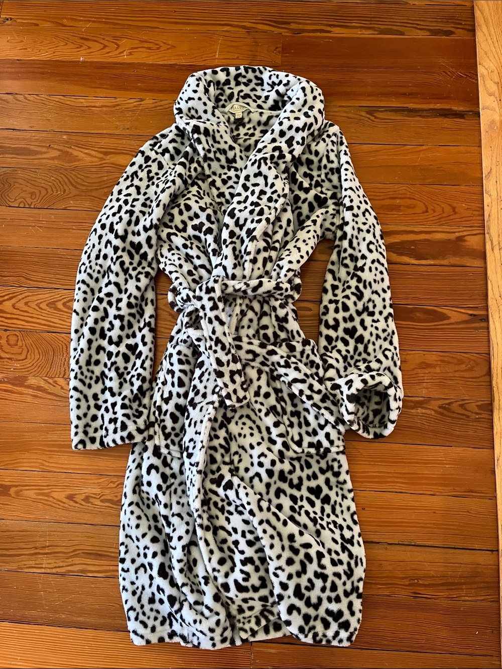 P.J. Salvage Blue Plush Leopard Print Bathrobe